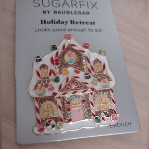 Sugarfix Baublebar Christmas Gingerbread House Enamel Charm Brooch Pin